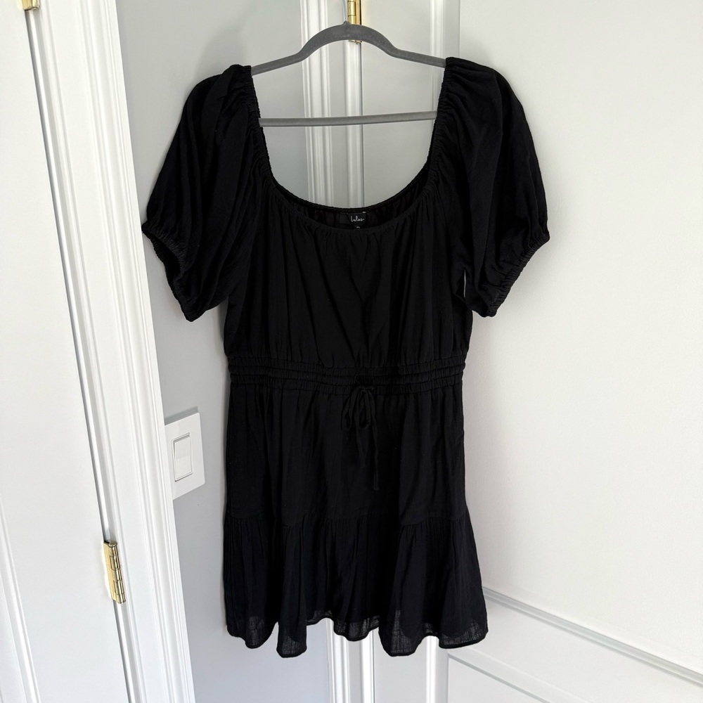 Lulu's Black Puff Sleeve Mini Dress